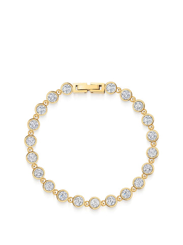 Nialaya Women's Chain Bracelet Round CZ Link Bracelet Round CZ Link Bracelet